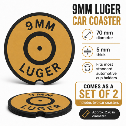 Ammo Car Coasters – Set of 2 | Caliber-Inspired 3D Printed Cup Holder Coasters