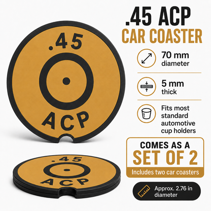 Ammo Car Coasters – Set of 2 | Caliber-Inspired 3D Printed Cup Holder Coasters