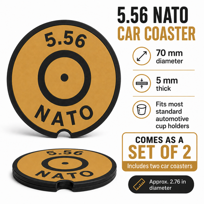 Ammo Car Coasters – Set of 2 | Caliber-Inspired 3D Printed Cup Holder Coasters