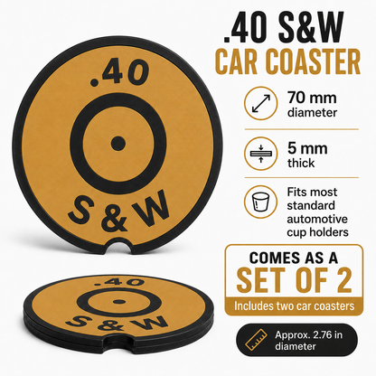 Ammo Car Coasters – Set of 2 | Caliber-Inspired 3D Printed Cup Holder Coasters
