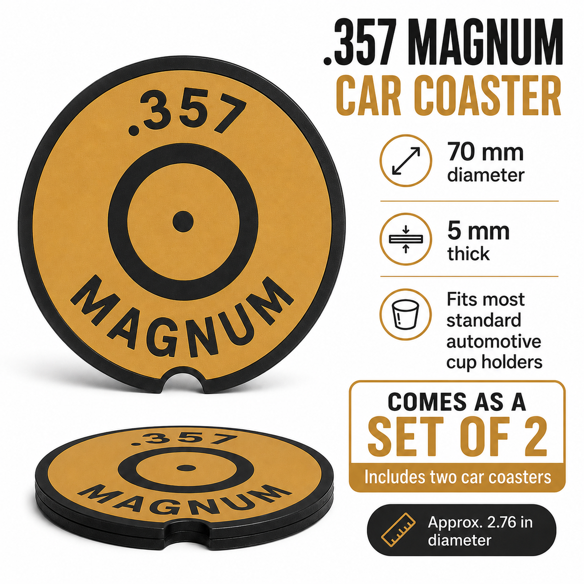 Ammo Car Coasters – Set of 2 | Caliber-Inspired 3D Printed Cup Holder Coasters