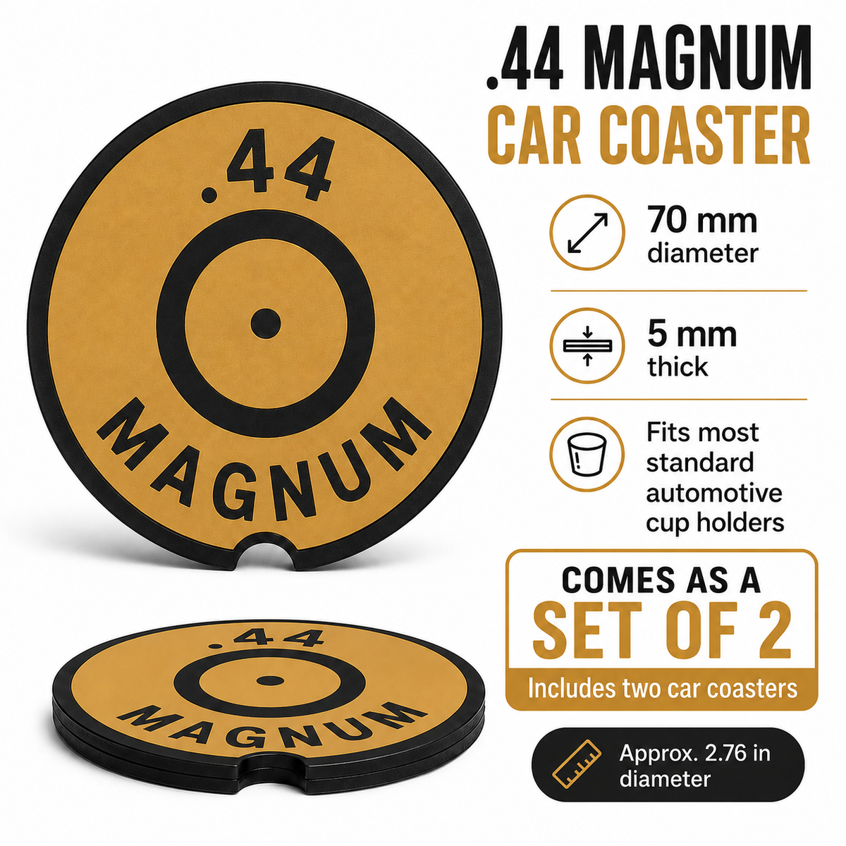 Ammo Car Coasters – Set of 2 | Caliber-Inspired 3D Printed Cup Holder Coasters