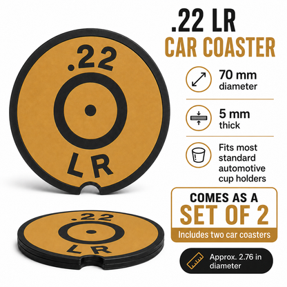 Ammo Car Coasters – Set of 2 | Caliber-Inspired 3D Printed Cup Holder Coasters